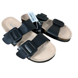 Old Navy Sandals Size 8 Black Double Strap Slides Casual Birk Inspired